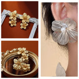 Elegant Gold Plated Flower Stud Earrings