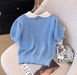 Vintage Charm Knit Blue Top