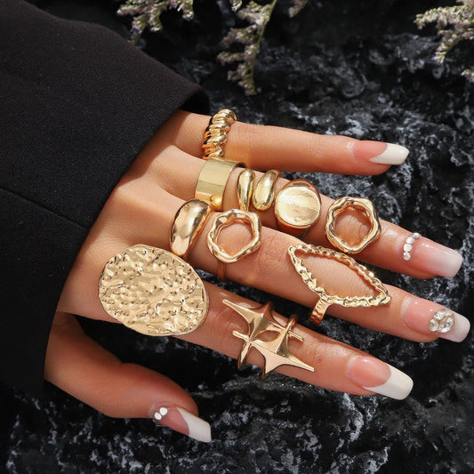 Sculpted Gold Ring Set