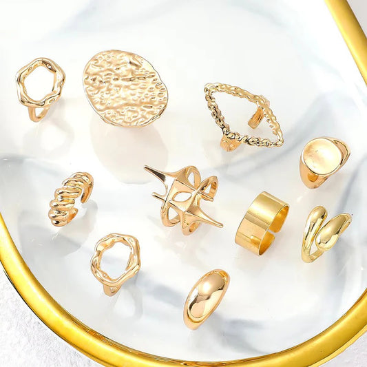 Sculpted Gold Ring Set