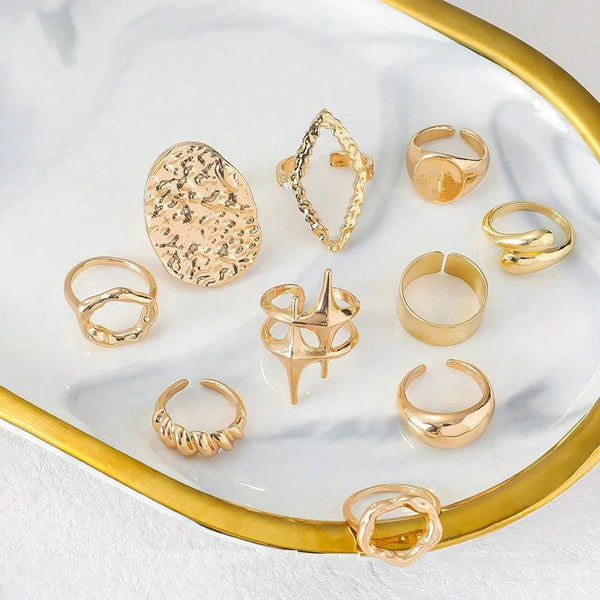 Sculpted Gold Ring Set