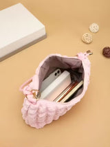 Trendy Pink Quilted Shoulder Bag