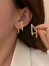 Elegant Gold Plated Crystal Cuff Earrings