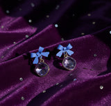 Purple Crystal Bow Charm Earrings