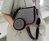 Fashion Black Clutch with Diamond Studs