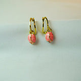 Rose Charm Hoops Earrings