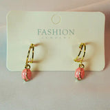 Rose Charm Hoops Earrings