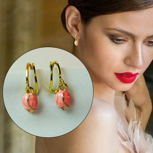 Rose Charm Hoops Earrings