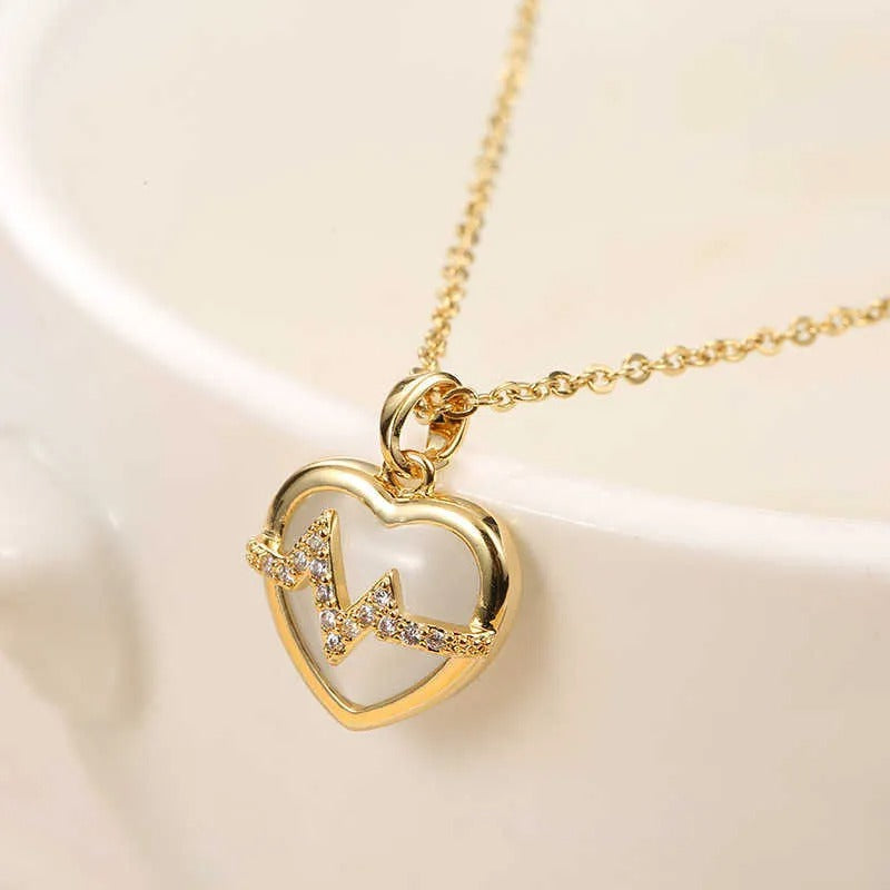 Pulse Heart Golden Necklace Main image
