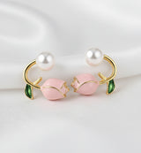 Elegant Double Pearl Arc Studs  Earrings