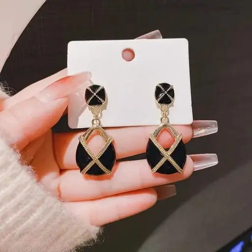 Onyx Cross Shine Earrings