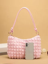 Trendy Pink Quilted Shoulder Bag