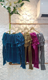 Metallic Pleated Top