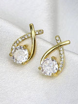 Gold Tone Halo Crystal Earrings