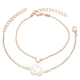 Gold Tone Lotus & Heart Bracelet