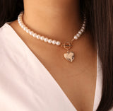 Pearled Heart Delicate Neck Piece