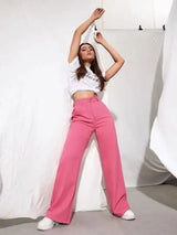 Pink Wide Leg Jeans