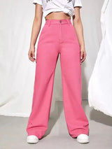 Pink Wide Leg Jeans